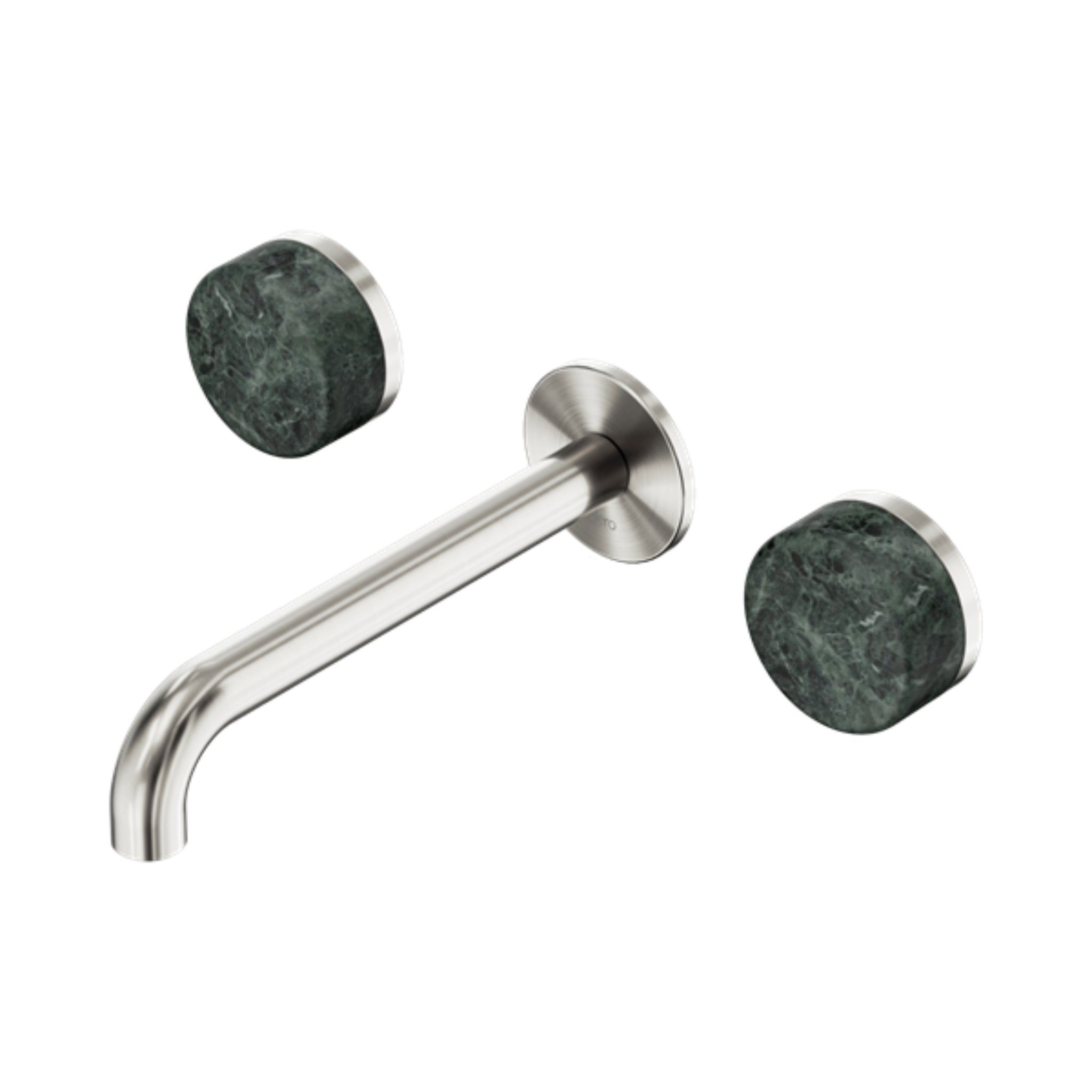 NERO SERENITY WALL BASIN SET SPOUT WITH VERDE ALPI HANDLE BRUSHED NICKEL (AVAILABLE IN 160MM, 185MM AND 220MM)