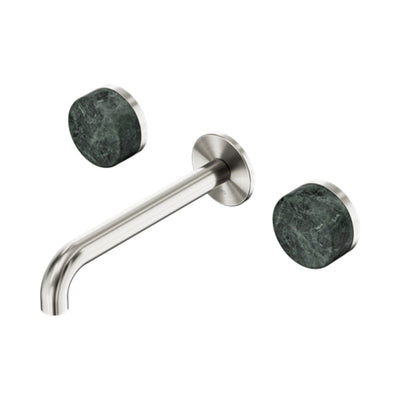 NERO SERENITY WALL BASIN SET SPOUT WITH VERDE ALPI HANDLE BRUSHED NICKEL (AVAILABLE IN 160MM, 185MM AND 220MM)