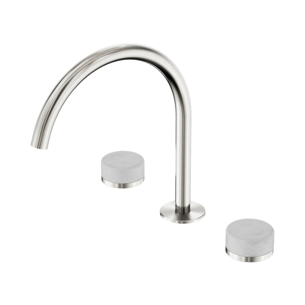 NERO SERENITY BATH/KITCHEN SET ARC SPOUT WITH CARRARA HANDLE 260MM BRUSHED NICKEL