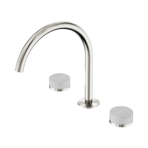 NERO SERENITY BATH/KITCHEN SET ARC SPOUT WITH CARRARA HANDLE 260MM BRUSHED NICKEL