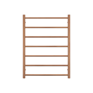 RADIANT HEATING 7-BARS ROUND HEATED TOWEL RAIL BRUSHED COPPER 600MM