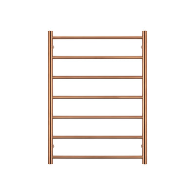 RADIANT HEATING 7-BARS ROUND HEATED TOWEL RAIL BRUSHED COPPER 600MM