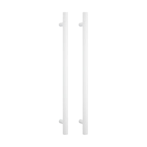 RADIANT HEATING VERTICAL ROUND HEATED SINGLE TOWEL RAIL WARM MATTE WHITE 950MM