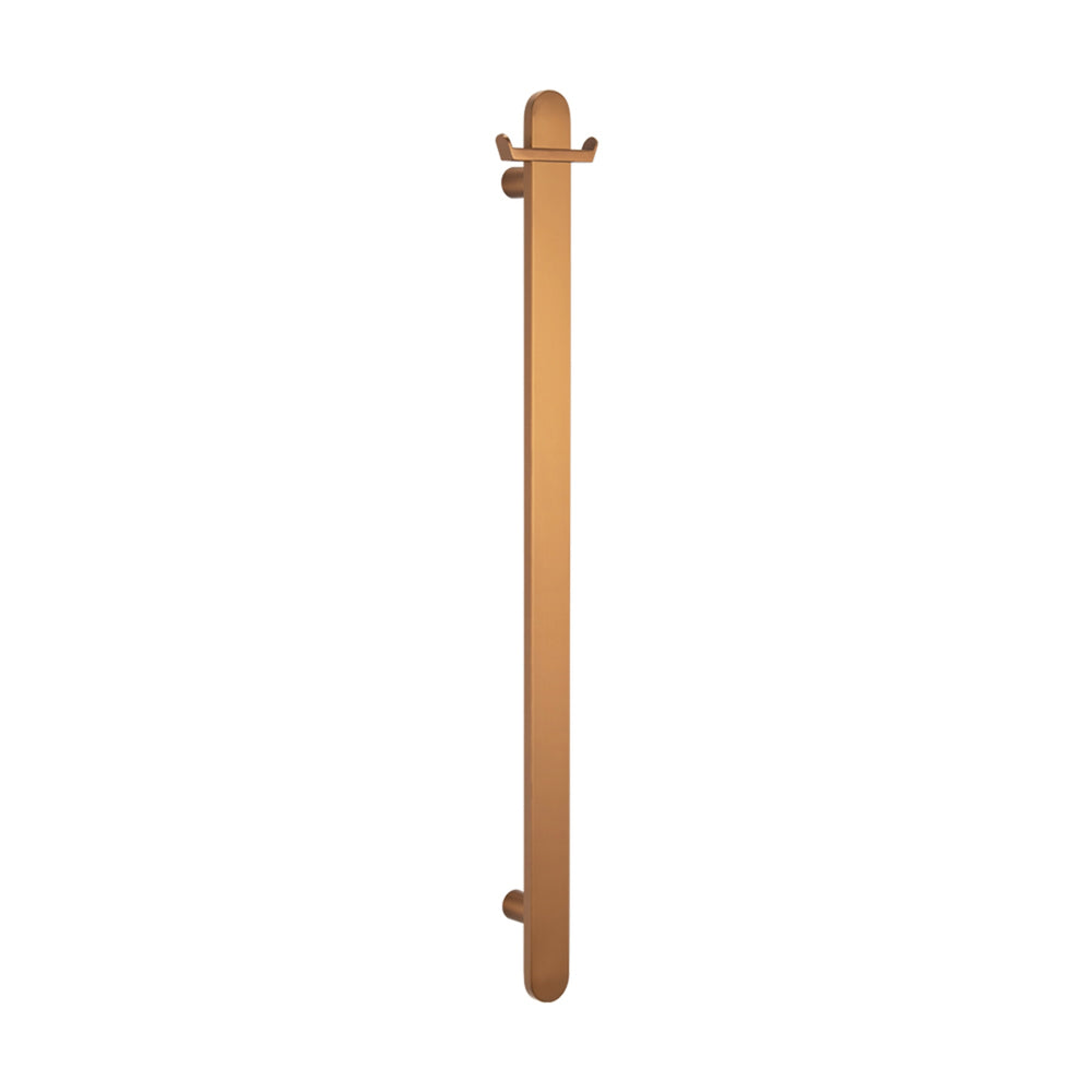 RADIANT HEATING NON-HEATED VERTICAL SINGLE TOWEL RAIL BRUSHED BRONZE 930MM