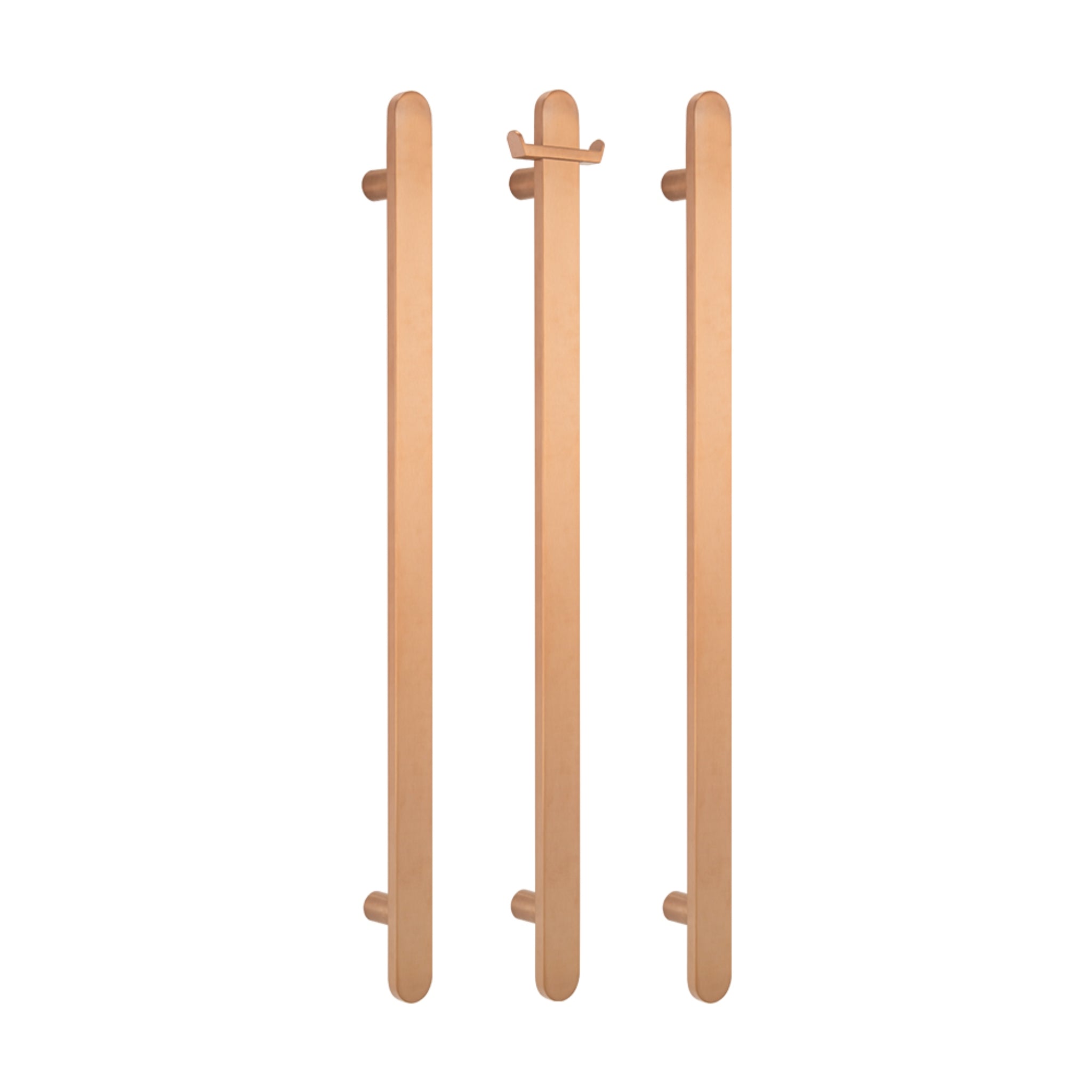 RADIANT HEATING NON-HEATED VERTICAL FLAT BAR TOWEL RAIL BRUSHED COPPER 930MM