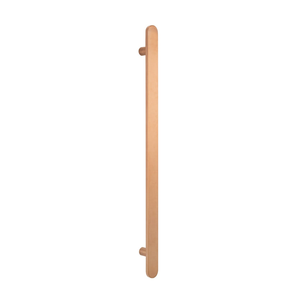 RADIANT HEATING VERTICAL FLAT BAR HEATED SINGLE TOWEL RAIL BRUSHED COPPER 930MM