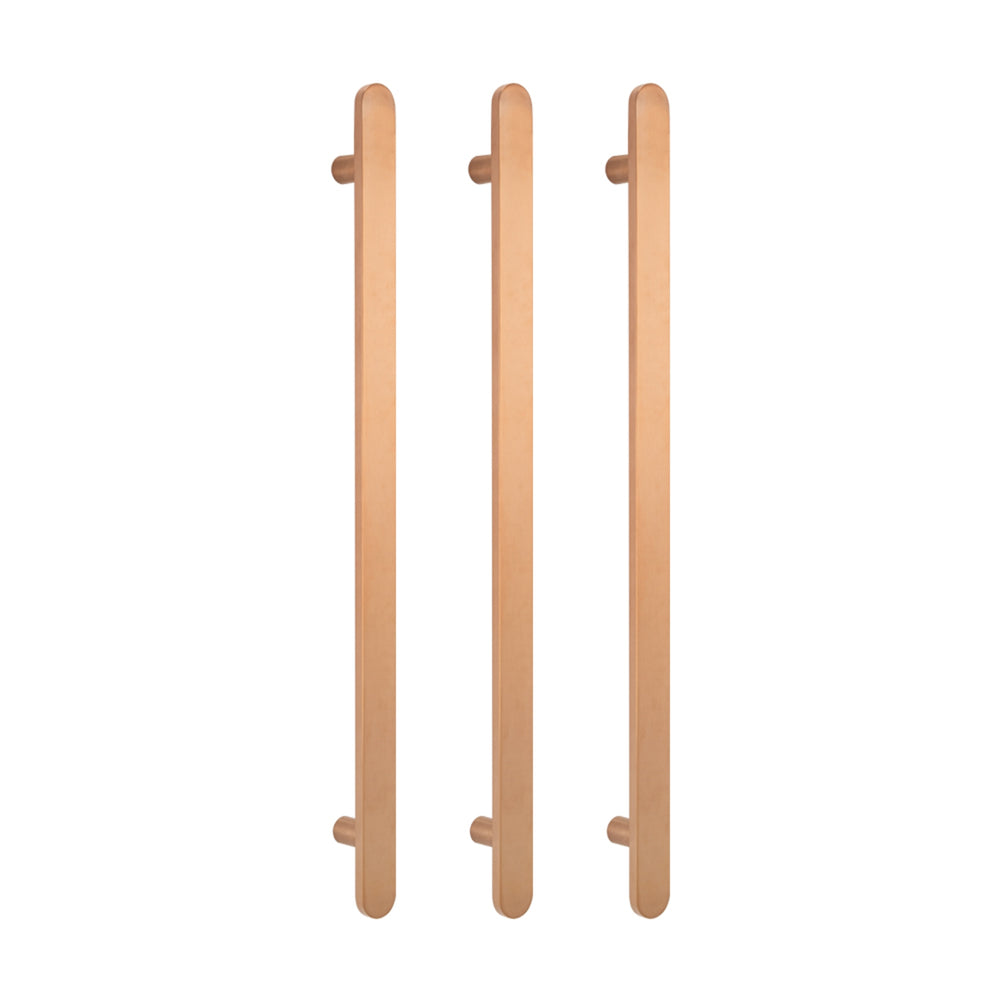 RADIANT HEATING VERTICAL FLAT BAR HEATED SINGLE TOWEL RAIL BRUSHED COPPER 930MM