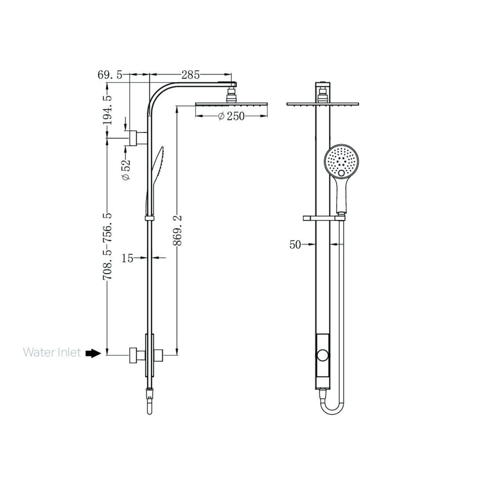 NERO ASTRA RAIN ROUND TWIN SHOWER WITH SINGLE HOSE MATTE BLACK
