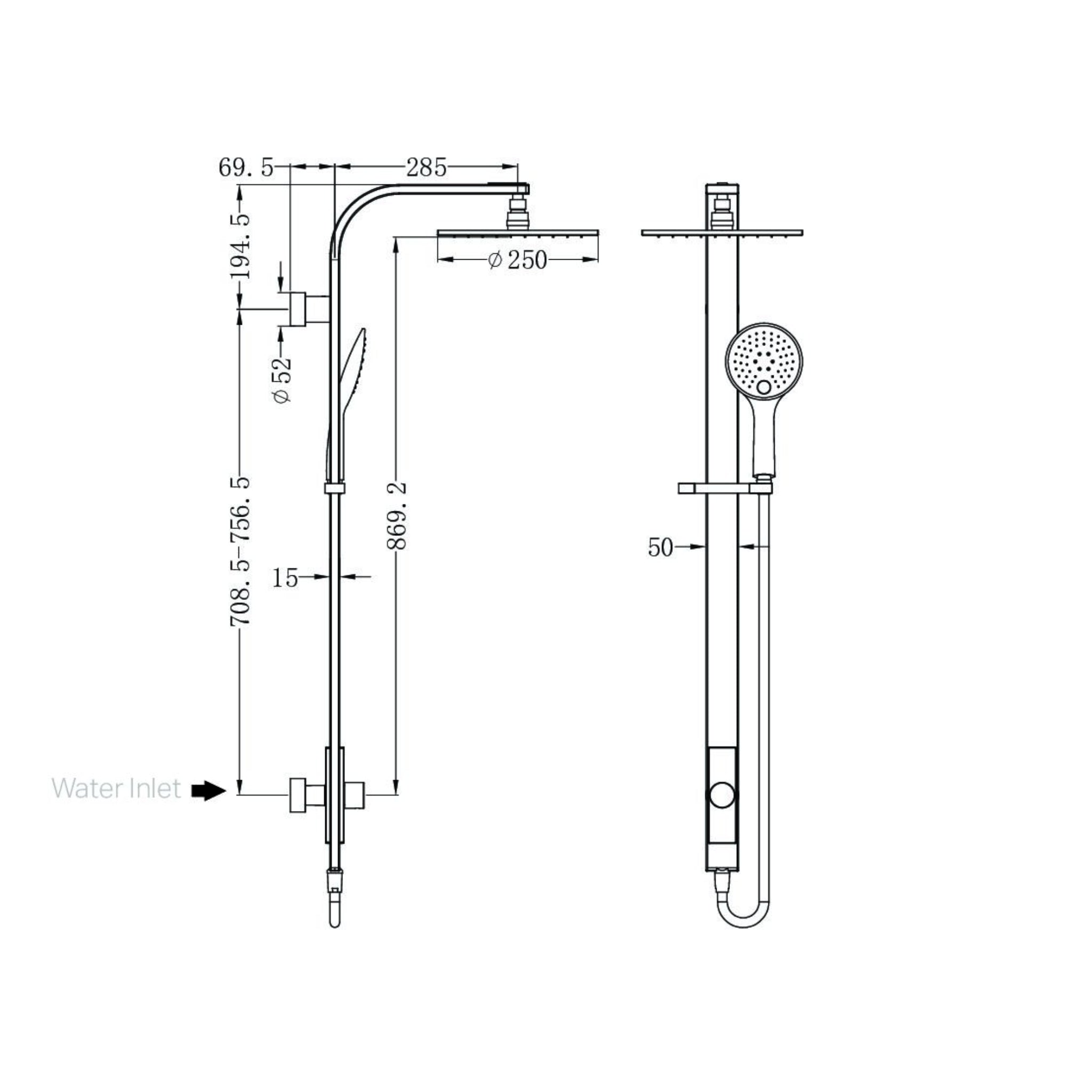 NERO ASTRA RAIN ROUND TWIN SHOWER WITH SINGLE HOSE MATTE BLACK