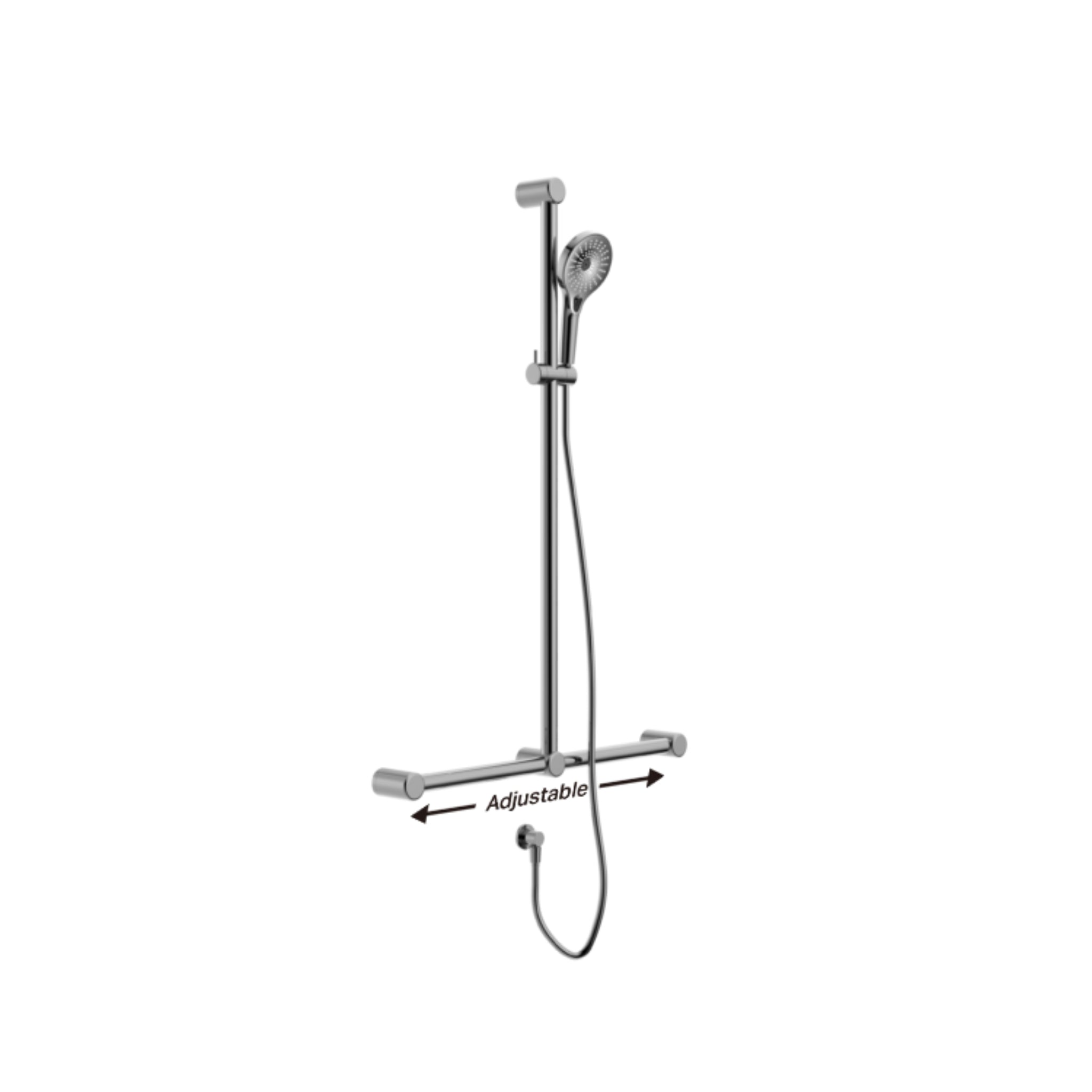 NERO MECCA CARE 32MM T BAR GRAB RAIL AND ADJUSTABLE SHOWER SET CHROME
