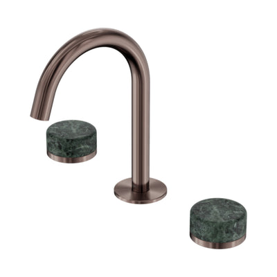 NERO SERENITY BASIN SET ARC SPOUT WITH VERDE ALPI HANDLE 210MM BRUSHED BRONZE