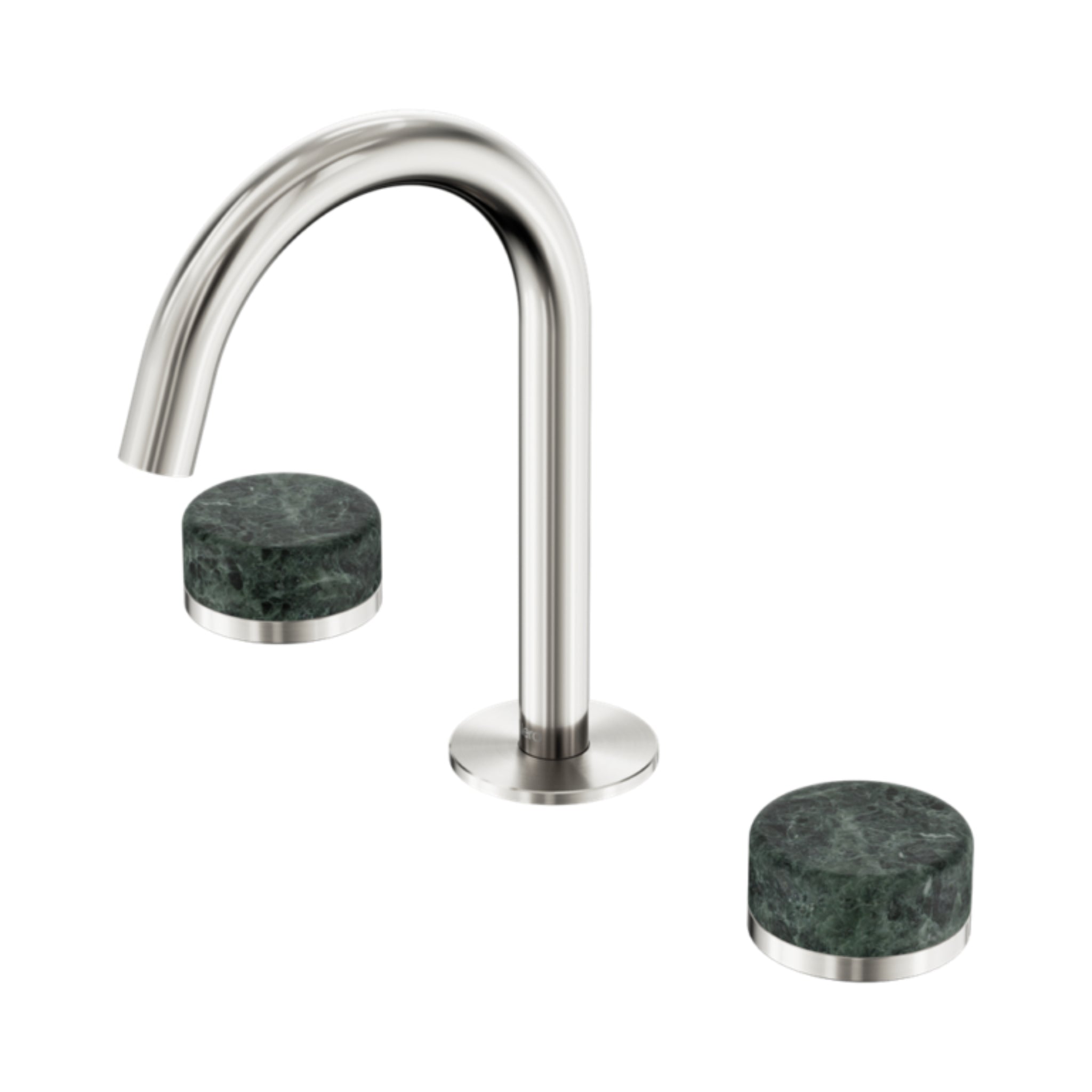 NERO SERENITY BASIN SET ARC SPOUT WITH VERDE ALPI HANDLE 210MM BRUSHED NICKEL