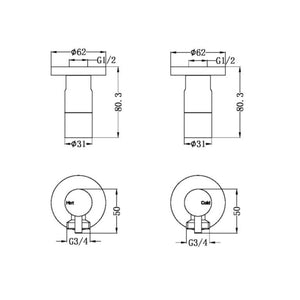 NERO WASHING MACHINE TAP SET BRUSHED GOLD