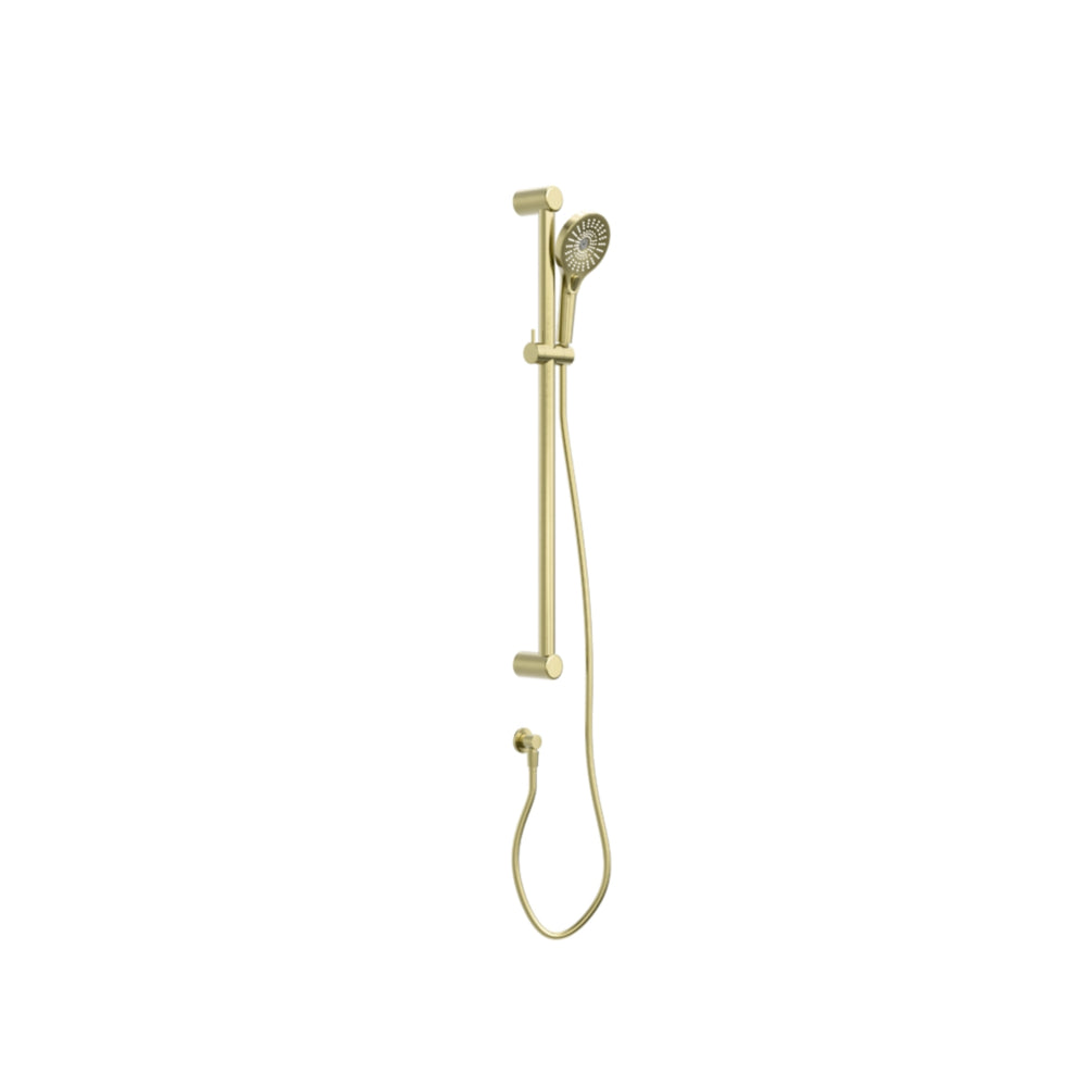 NERO MECCA CARE 32MM GRAB RAIL AND ADJUSTABLE SHOWER RAIL SET 900MM BRUSHED GOLD