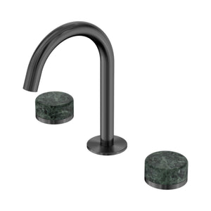 NERO SERENITY BASIN SET ARC SPOUT WITH VERDE ALPI HANDLE 210MM GUN METAL