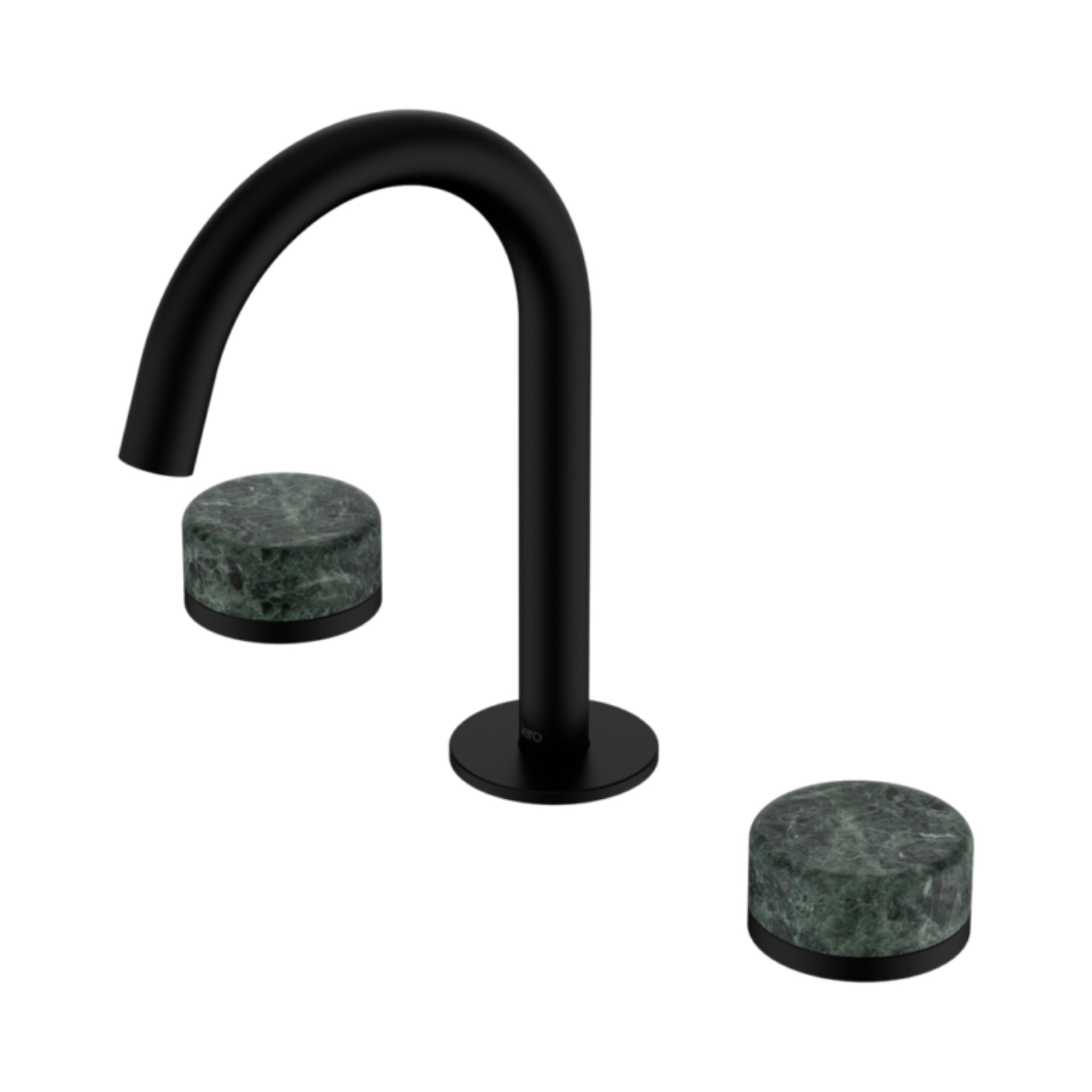 NERO SERENITY BASIN SET ARC SPOUT WITH VERDE ALPI HANDLE 210MM MATTE BLACK