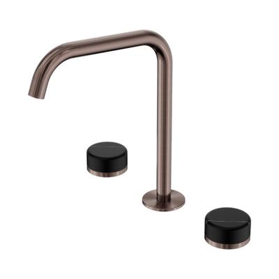 NERO SERENITY BATH/KITCHEN SET EDGE SPOUT WITH MARQUINA BLACK HANDLE 270MM BRUSHED BRONZE