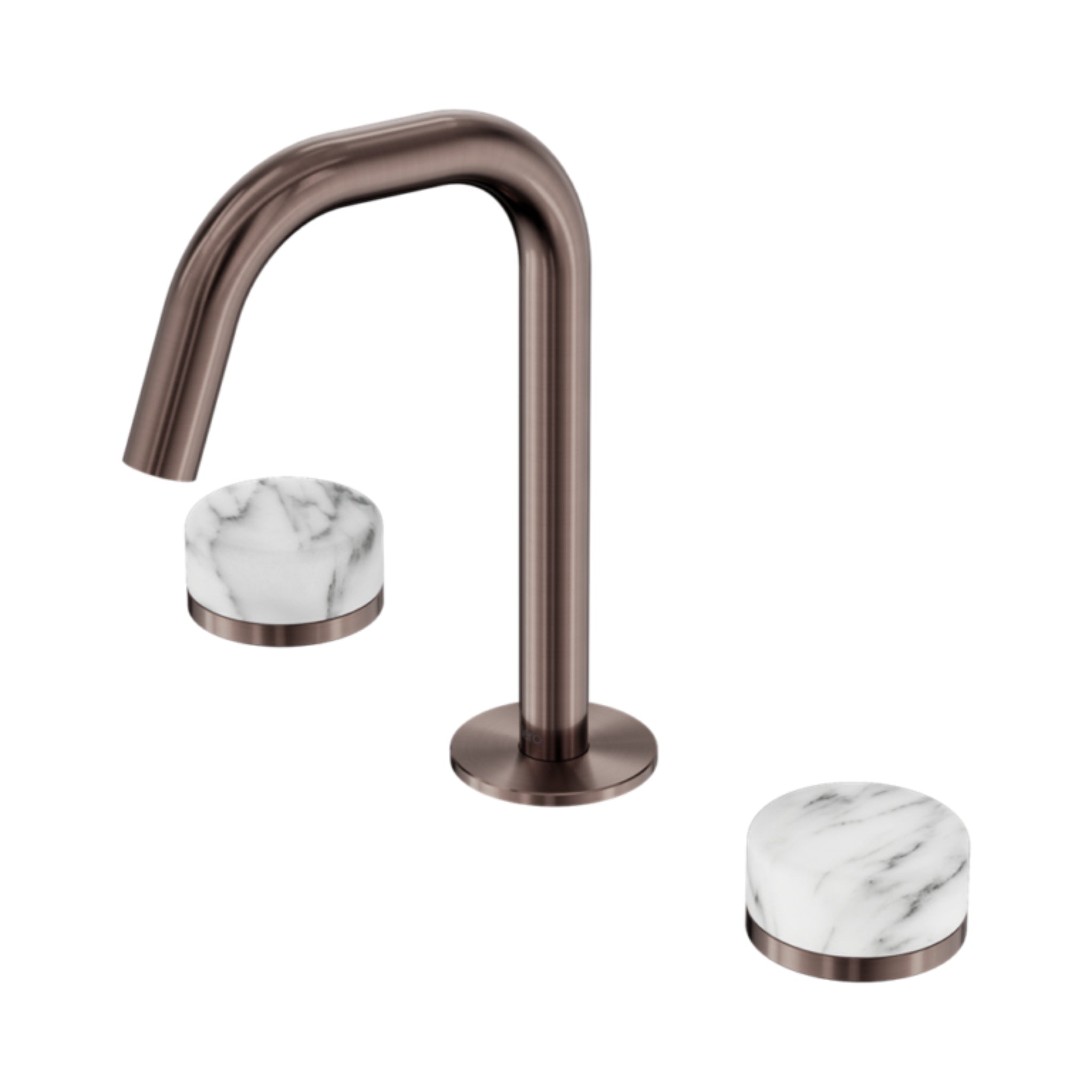 NERO SERENITY BASIN SET EDGE SPOUT WITH ARABESCATO CORCHIA HANDLE 210MM BRUSHED BRONZE