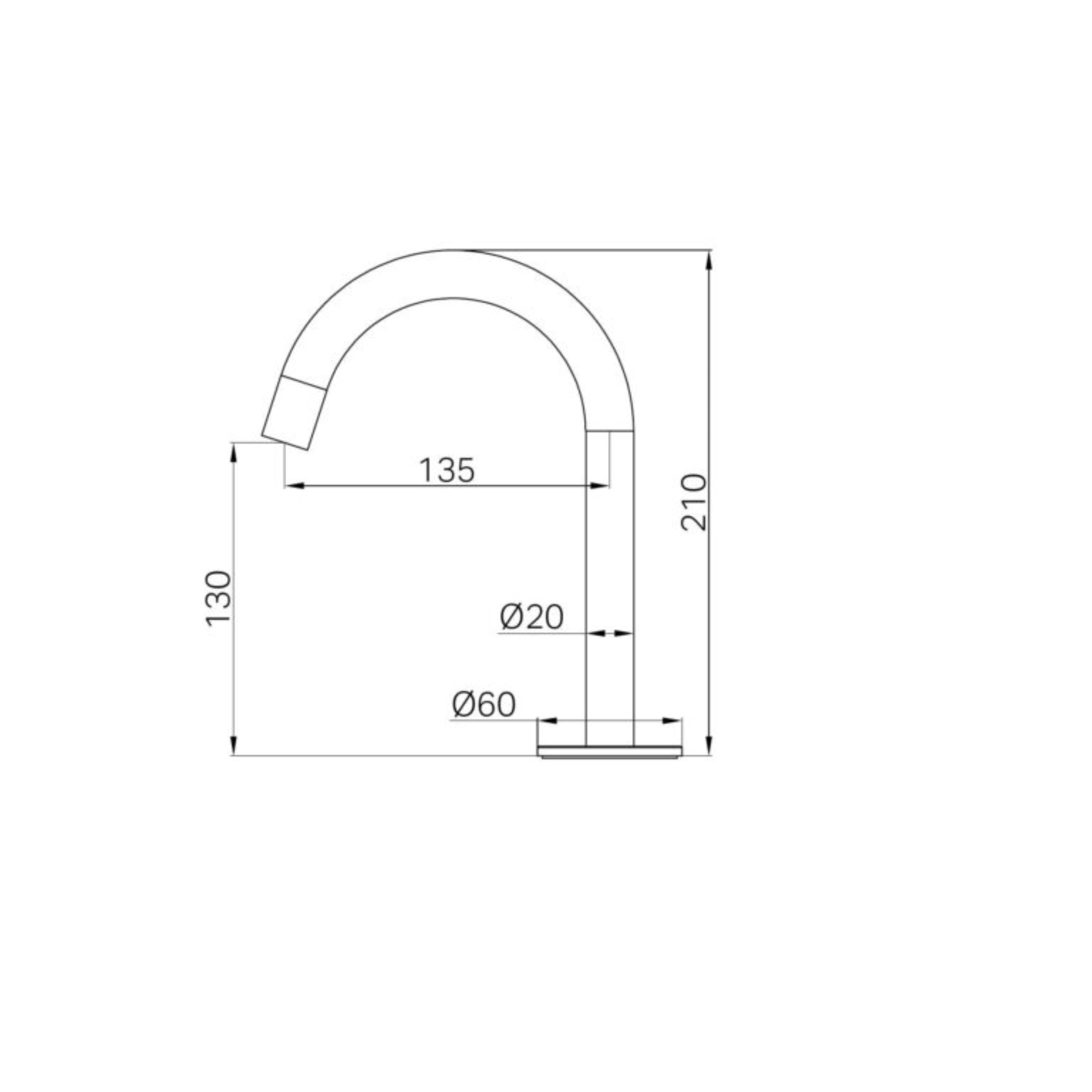 NERO SERENITY BASIN ARC SPOUT 210MM GUN METAL