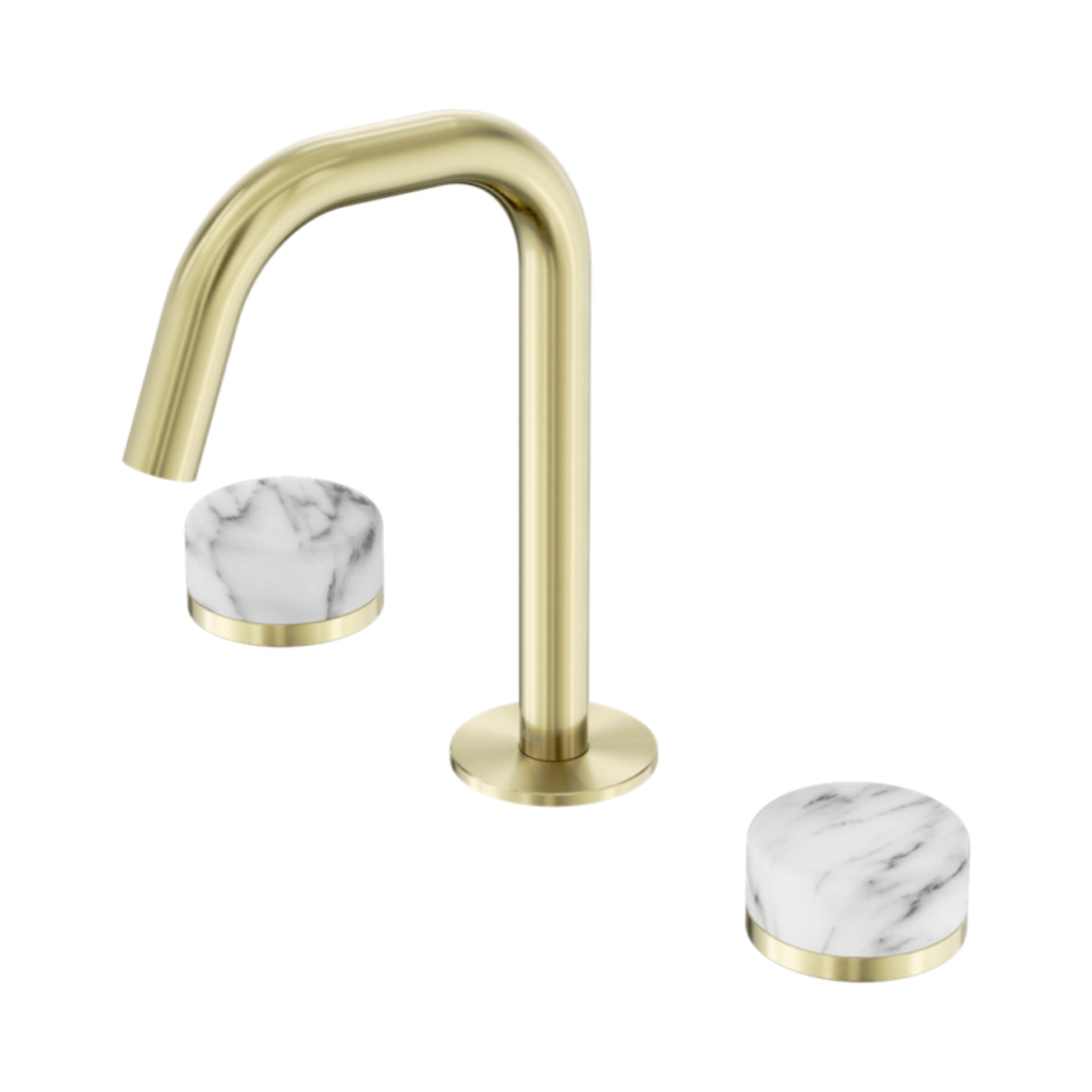 NERO SERENITY BASIN SET EDGE SPOUT WITH ARABESCATO CORCHIA HANDLE 210MM BRUSHED GOLD