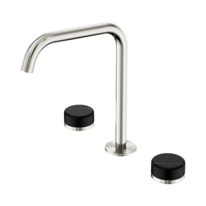 NERO SERENITY BATH/KITCHEN SET EDGE SPOUT WITH MARQUINA BLACK HANDLE 270MM BRUSHED NICKEL