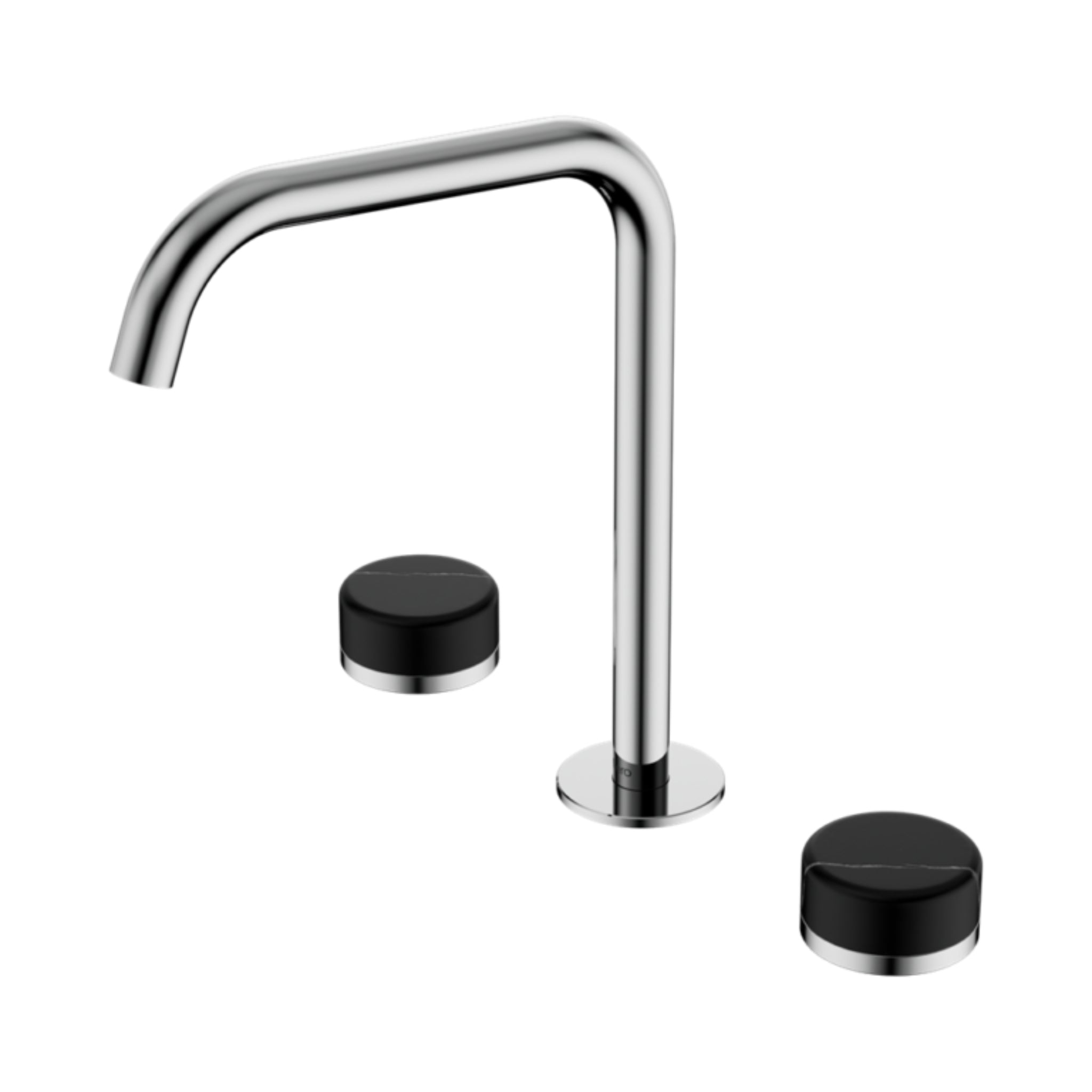 NERO SERENITY BATH/KITCHEN SET EDGE SPOUT WITH MARQUINA BLACK HANDLE 270MM CHROME