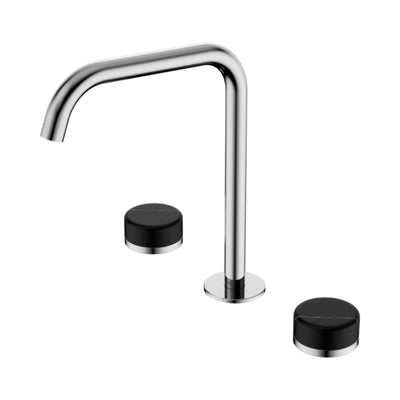 NERO SERENITY BATH/KITCHEN SET EDGE SPOUT WITH MARQUINA BLACK HANDLE 270MM CHROME