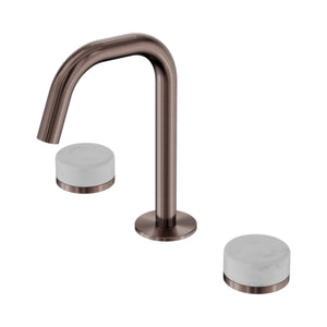 NERO SERENITY BASIN SET EDGE SPOUT WITH CARRARA HANDLE 210MM BRUSHED BRONZE