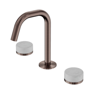 NERO SERENITY BASIN SET EDGE SPOUT WITH CARRARA HANDLE 210MM BRUSHED BRONZE