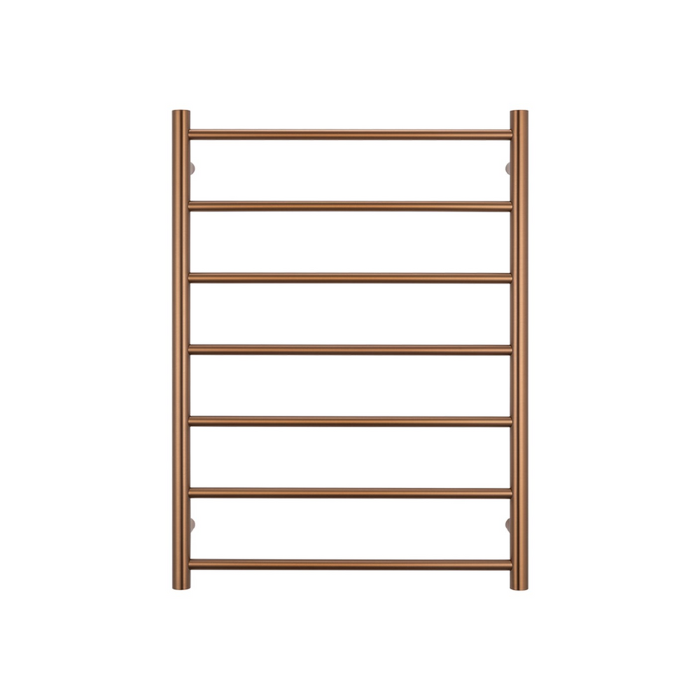 RADIANT HEATING 7-BARS ROUND HEATED TOWEL RAIL BRUSHED BRONZE 600MM