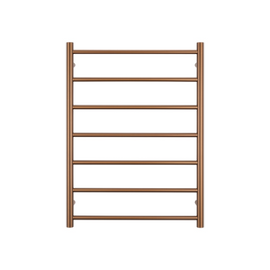 RADIANT HEATING 7-BARS ROUND HEATED TOWEL RAIL BRUSHED BRONZE 600MM