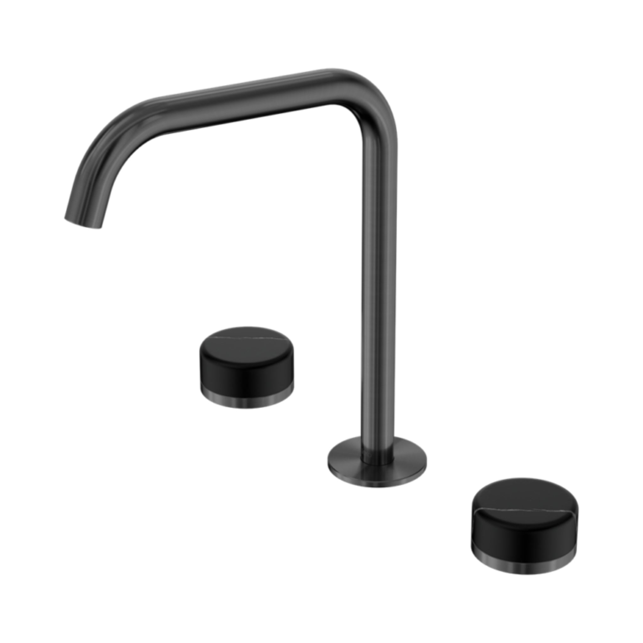 NERO SERENITY BATH/KITCHEN SET EDGE SPOUT WITH MARQUINA BLACK HANDLE 270MM GUN METAL