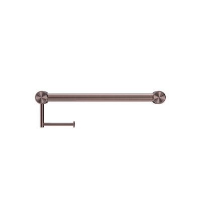 NERO MECCA CARE 32MM GRAB RAIL WITH TOILET ROLL HOLDER 450MM BRUSHED BRONZE