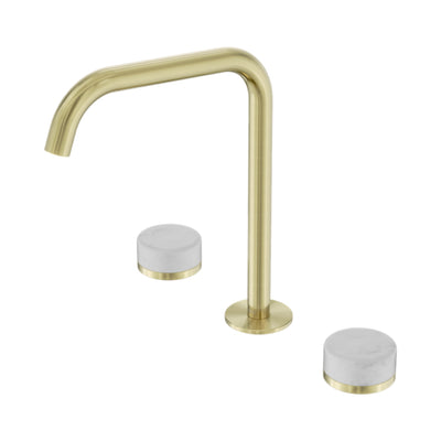 NERO SERENITY BATH/KITCHEN SET EDGE SPOUT WITH CARRARA HANDLE 270MM BRUSHED GOLD