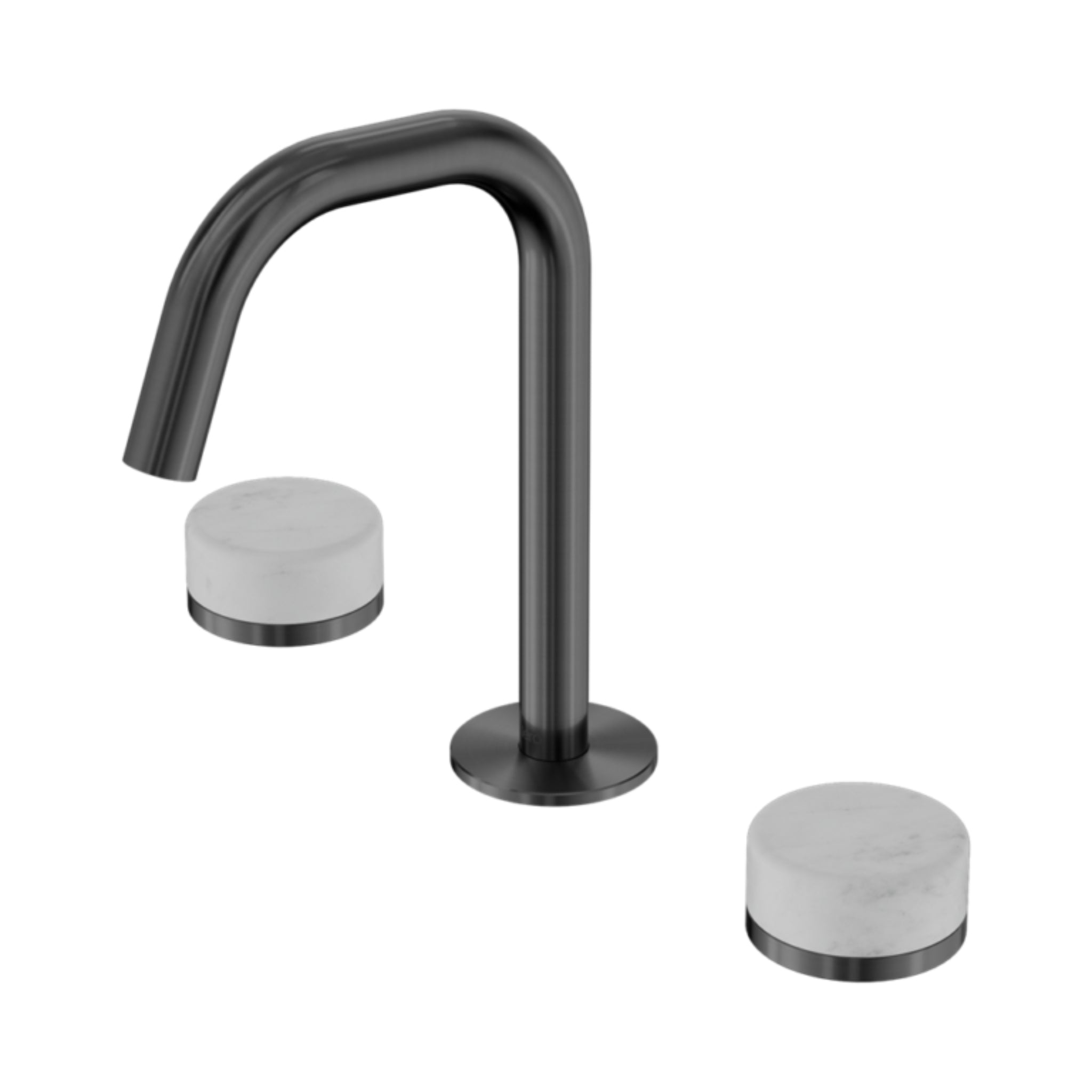 NERO SERENITY BASIN SET EDGE SPOUT WITH CARRARA HANDLE 210MM GUN METAL