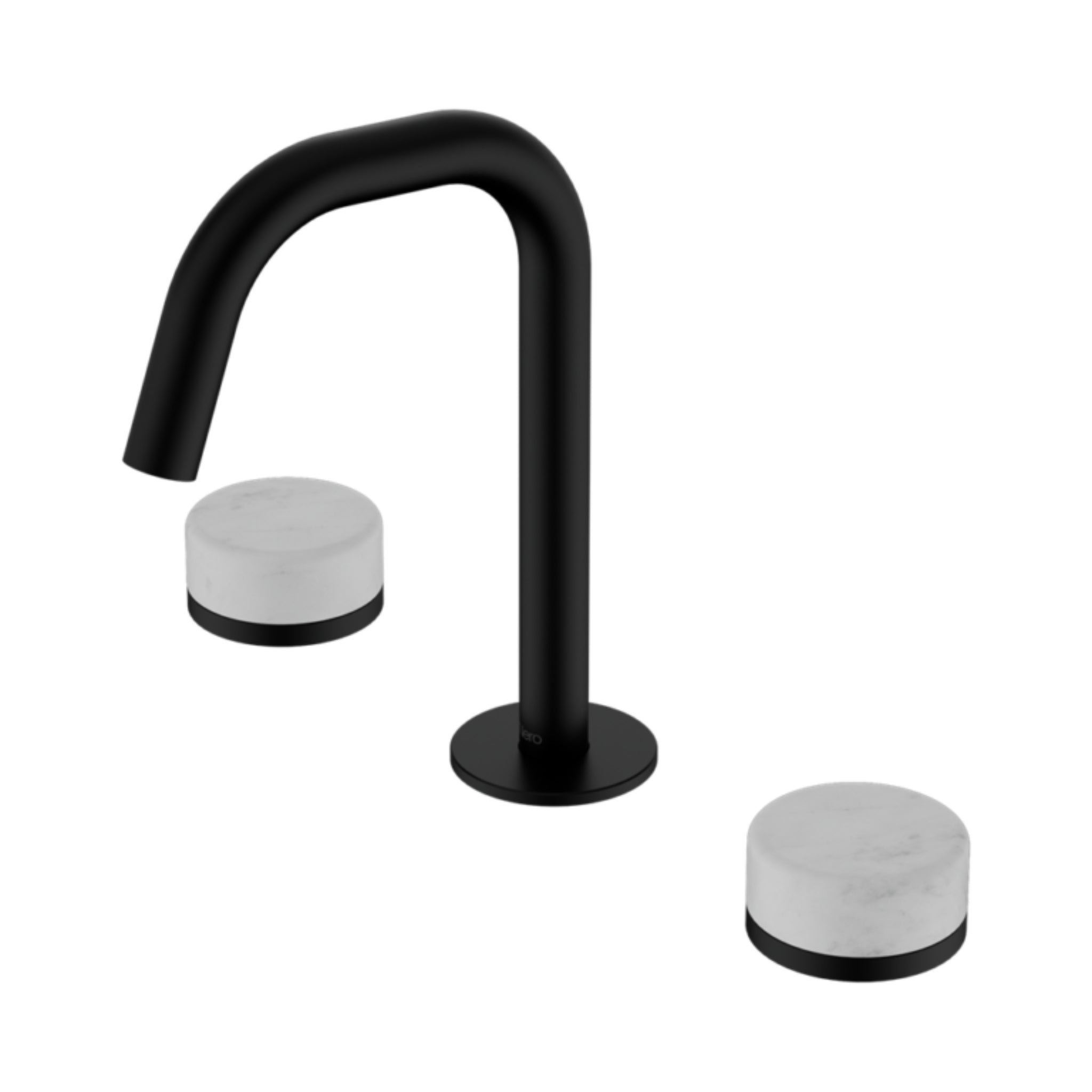 NERO SERENITY BASIN SET EDGE SPOUT WITH CARRARA HANDLE 210MM MATTE BLACK