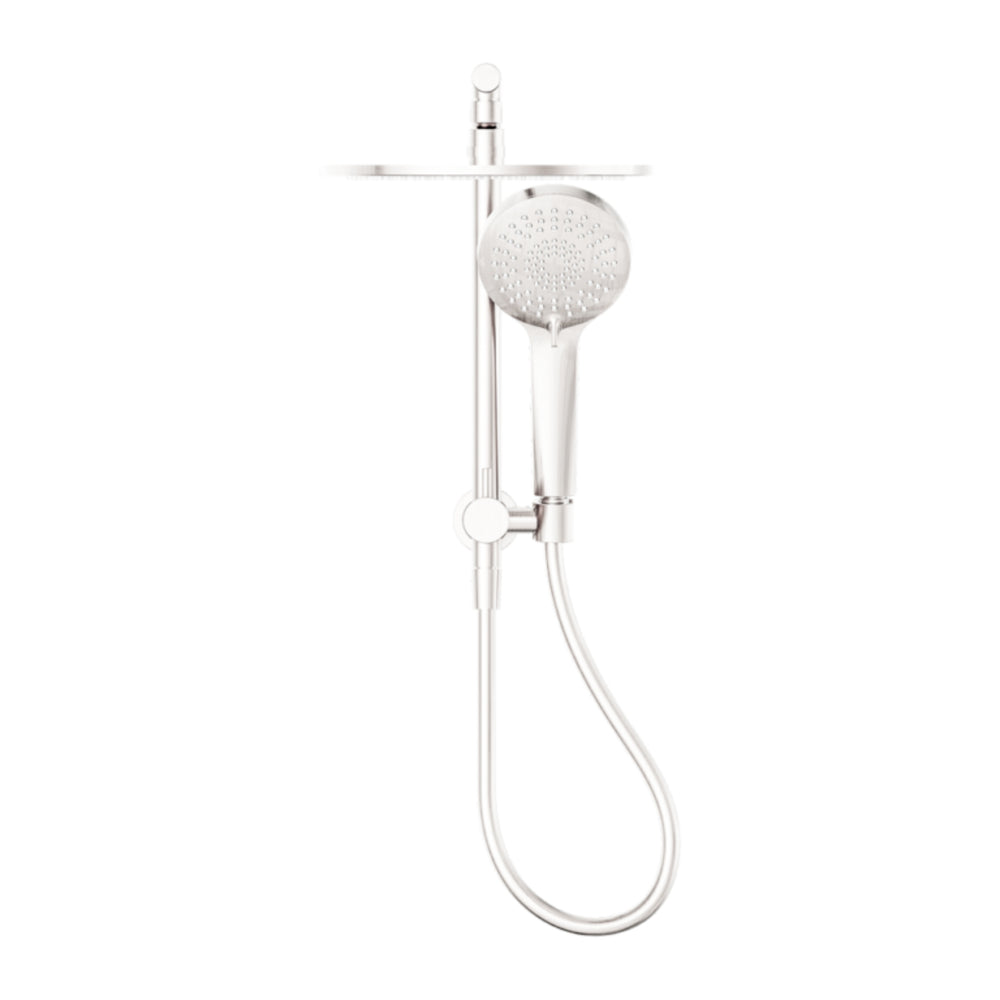 NERO MECCA 2 IN 1 TWIN SHOWER BRUSHED NICKEL