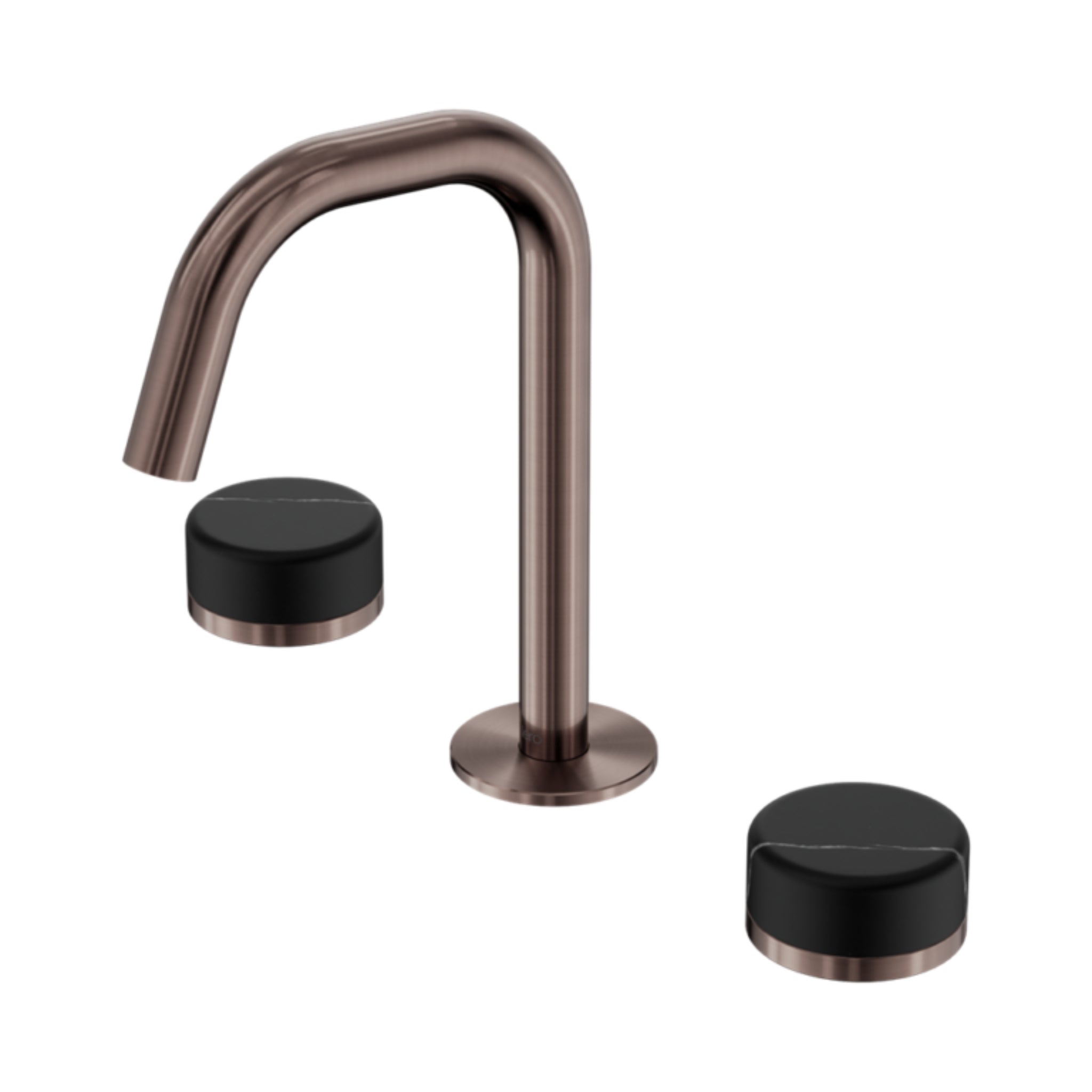 NERO SERENITY BASIN SET EDGE SPOUT WITH MARQUINA BLACK HANDLE 210MM BRUSHED BRONZE