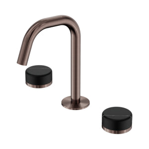NERO SERENITY BASIN SET EDGE SPOUT WITH MARQUINA BLACK HANDLE 210MM BRUSHED BRONZE