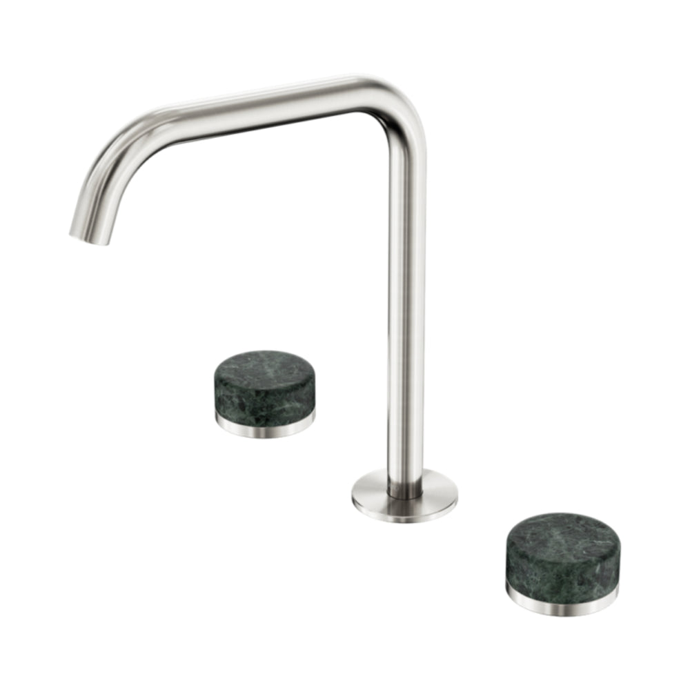 NERO SERENITY BATH/KITCHEN SET EDGE SPOUT WITH VERDE ALPI HANDLE 270MM BRUSHED NICKEL