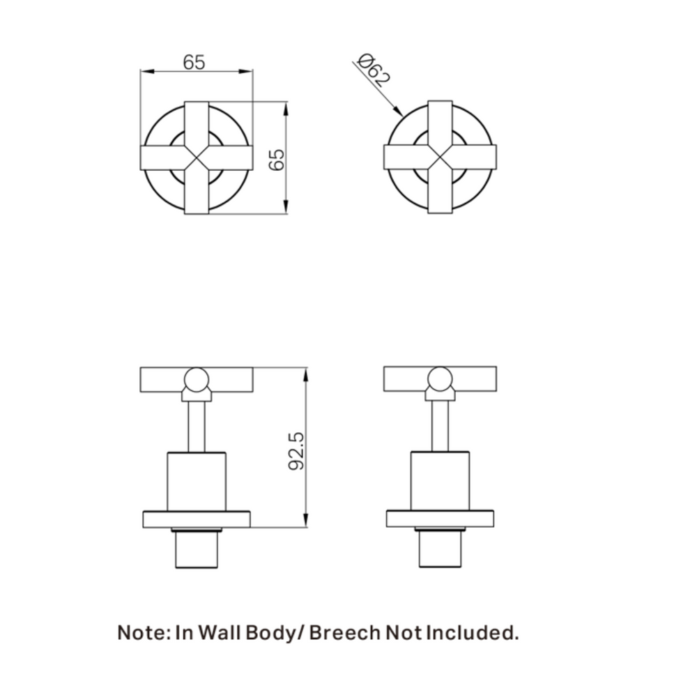 NERO X PLUS WALL TOPS ASSEMBLY BRUSHED NICKEL