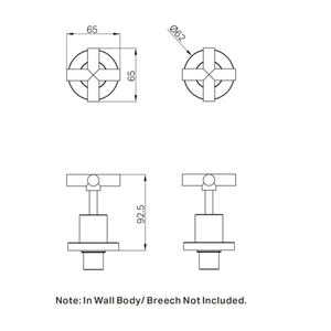 NERO X PLUS WALL TOPS ASSEMBLY BRUSHED NICKEL