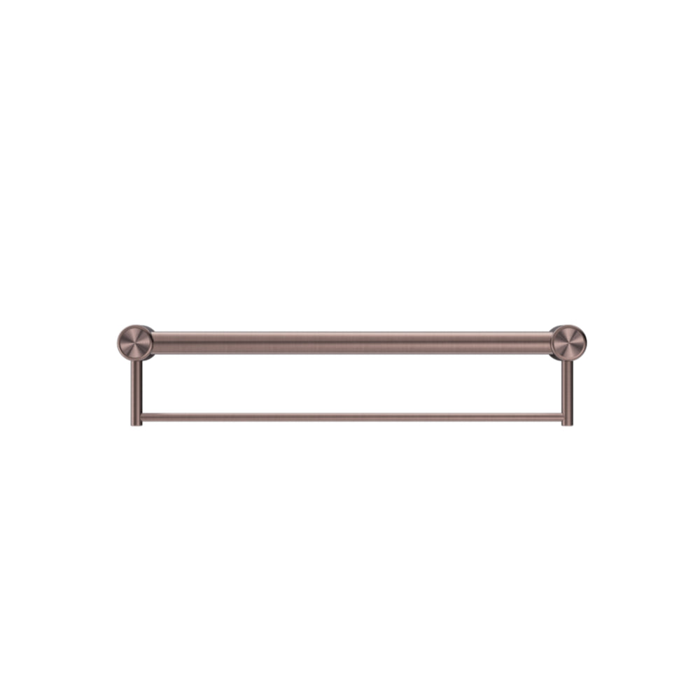 NERO MECCA CARE 32MM GRAB RAIL WITH TOWEL HOLDER BRUSHED BRONZE (AVAILABLE IN 300MM, 600MM AND 900MM)