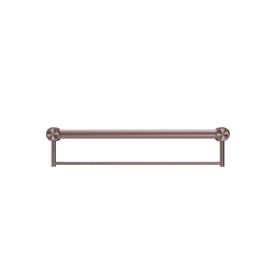 NERO MECCA CARE 32MM GRAB RAIL WITH TOWEL HOLDER BRUSHED BRONZE (AVAILABLE IN 300MM, 600MM AND 900MM)