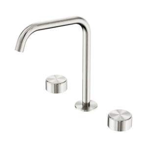 NERO SERENITY BATH/KITCHEN SET EDGE SPOUT WITH METAL HANDLE 270MM BRUSHED NICKEL