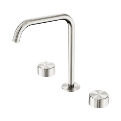 NERO SERENITY BATH/KITCHEN SET EDGE SPOUT WITH METAL HANDLE 270MM BRUSHED NICKEL