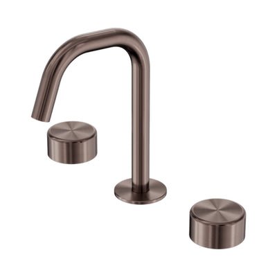 NERO SERENITY BASIN SET EDGE SPOUT WITH METAL HANDLE 210MM BRUSHED BRONZE