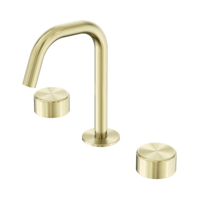 NERO SERENITY BASIN SET EDGE SPOUT WITH METAL HANDLE 210MM BRUSHED GOLD
