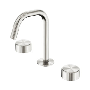 NERO SERENITY BASIN SET EDGE SPOUT WITH METAL HANDLE 210MM BRUSHED NICKEL