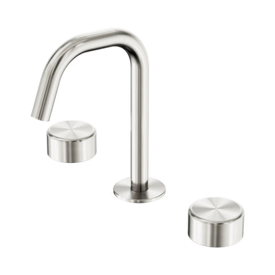 NERO SERENITY BASIN SET EDGE SPOUT WITH METAL HANDLE 210MM BRUSHED NICKEL